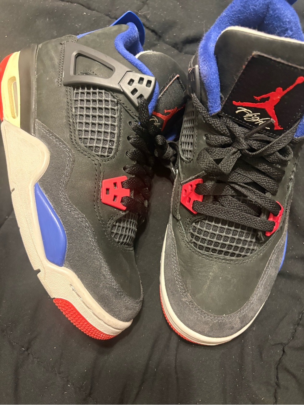 Jordan Kids Black Sneakers with Red and Blue Accents